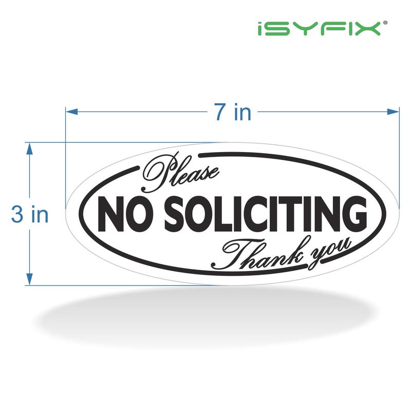 iSYFIX No Soliciting Sign Sticker for House, Home & Business - 4 Pack 7 x 3 inch - Premium Self-Adhesive Vinyl, Laminated for Ultimate UV, Weather, Scratch, Water and Fade Resistance, Indoor & Outdoor - Image 2